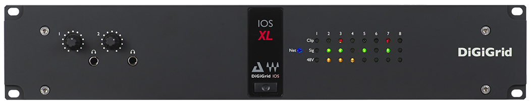 Передняя панель аудиоинтерфейса премиум-класса SoundGrid DiGiGrid IOS-XL