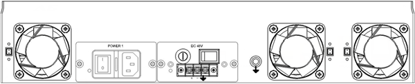 Задняя панель оптического усилителя TVT1550-OA-8x15 2RU EDFA 8x15дБм